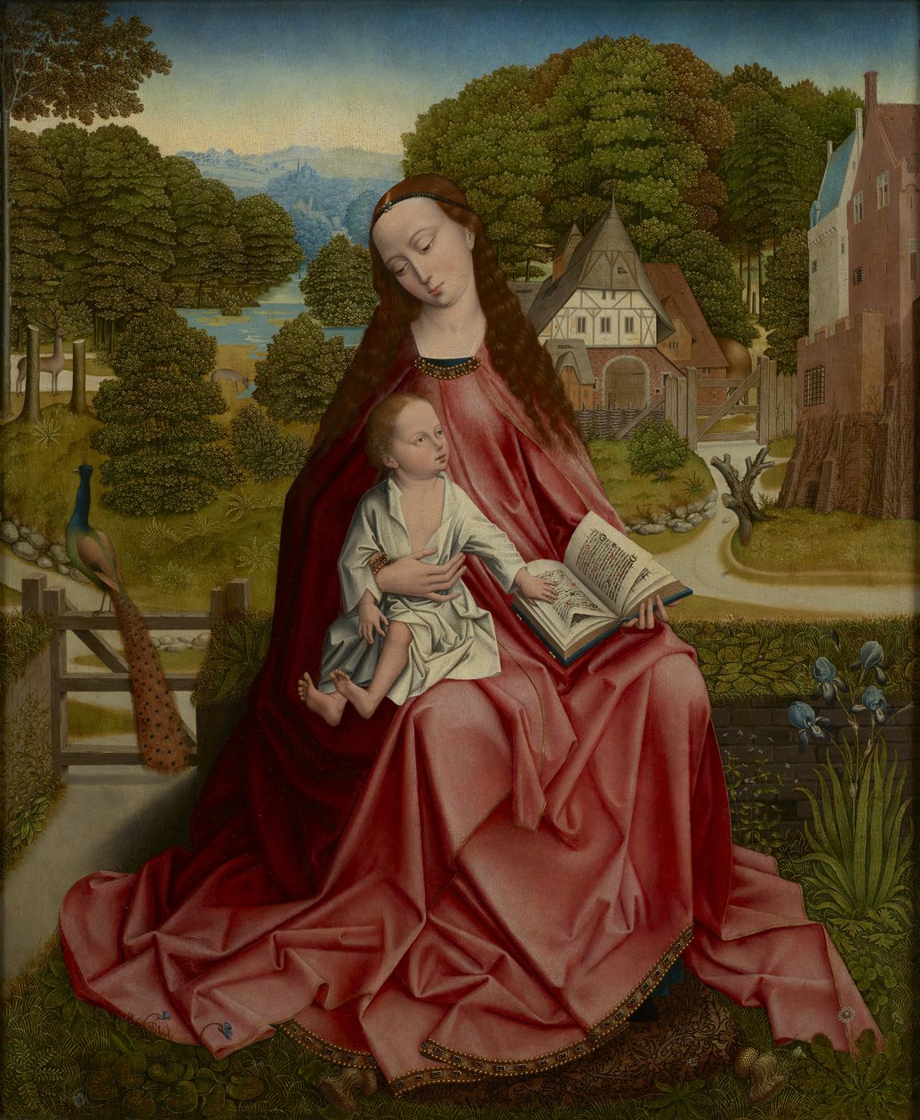 Virgin and Child in a Landscape av Aert van den Bossche