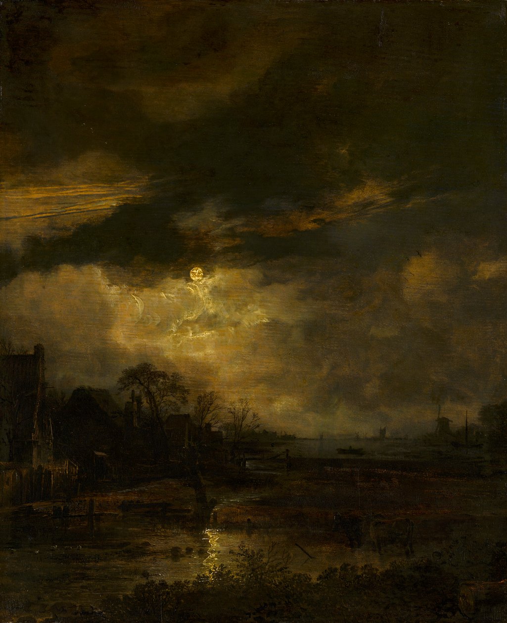 Landskap vid solnedgången av Aert van der Neer