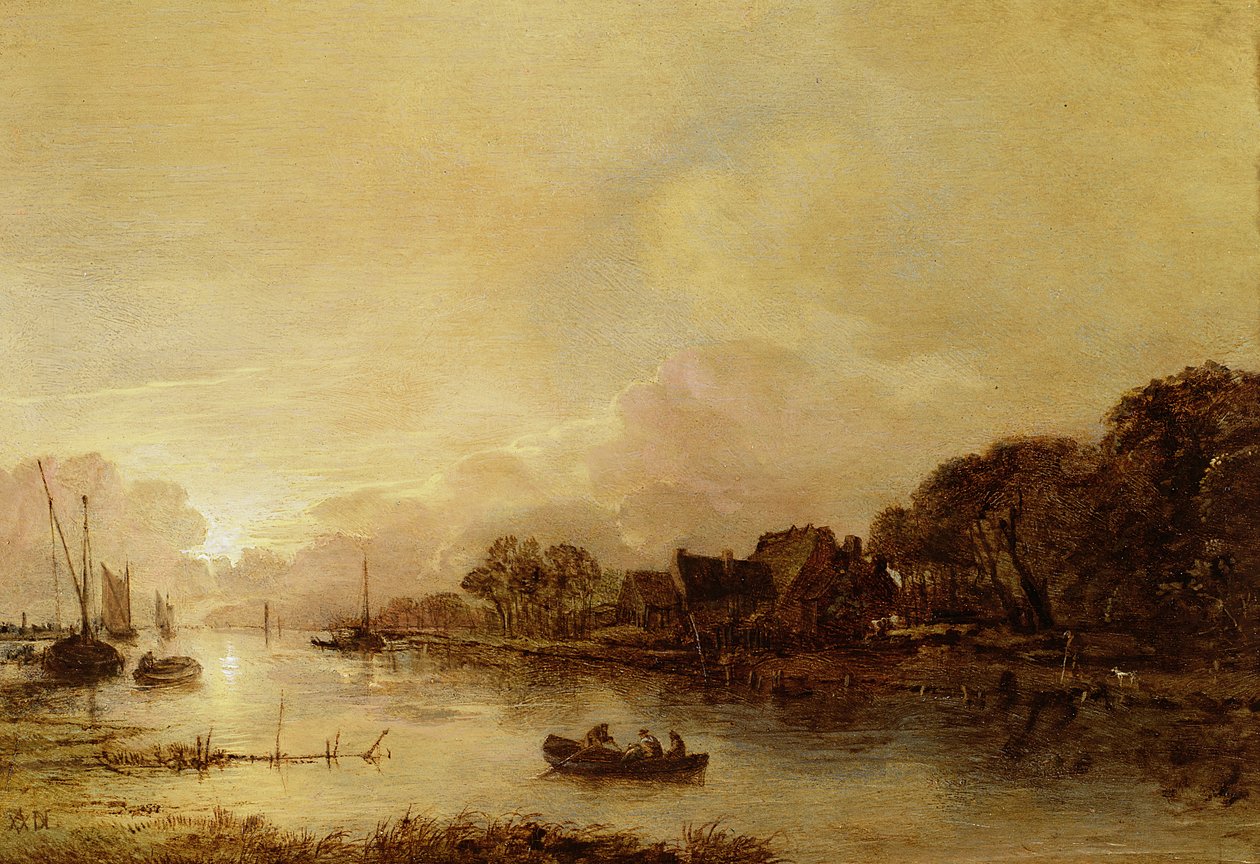 Flodlandskap av Aert van der Neer