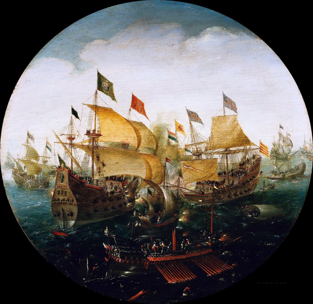 Sjöstrid mellan de holländska och spanska skeppen, 1604 av Aert Anthonisz