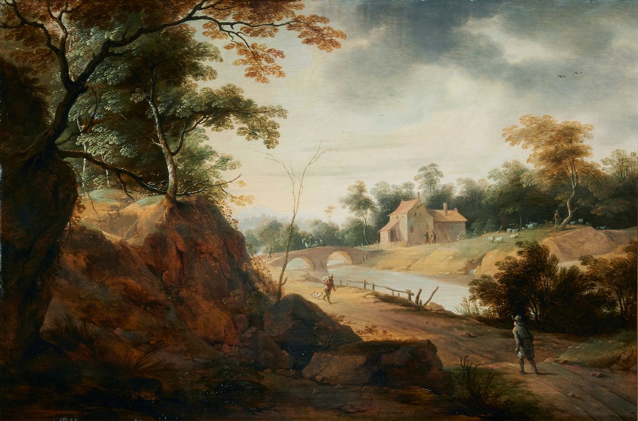 Landskap med resenärer av Aert Jansz Marienhof