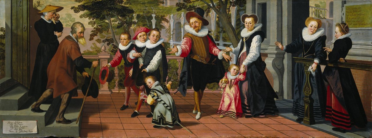 Rika barn, fattiga föräldrar av Aert Pietersz.