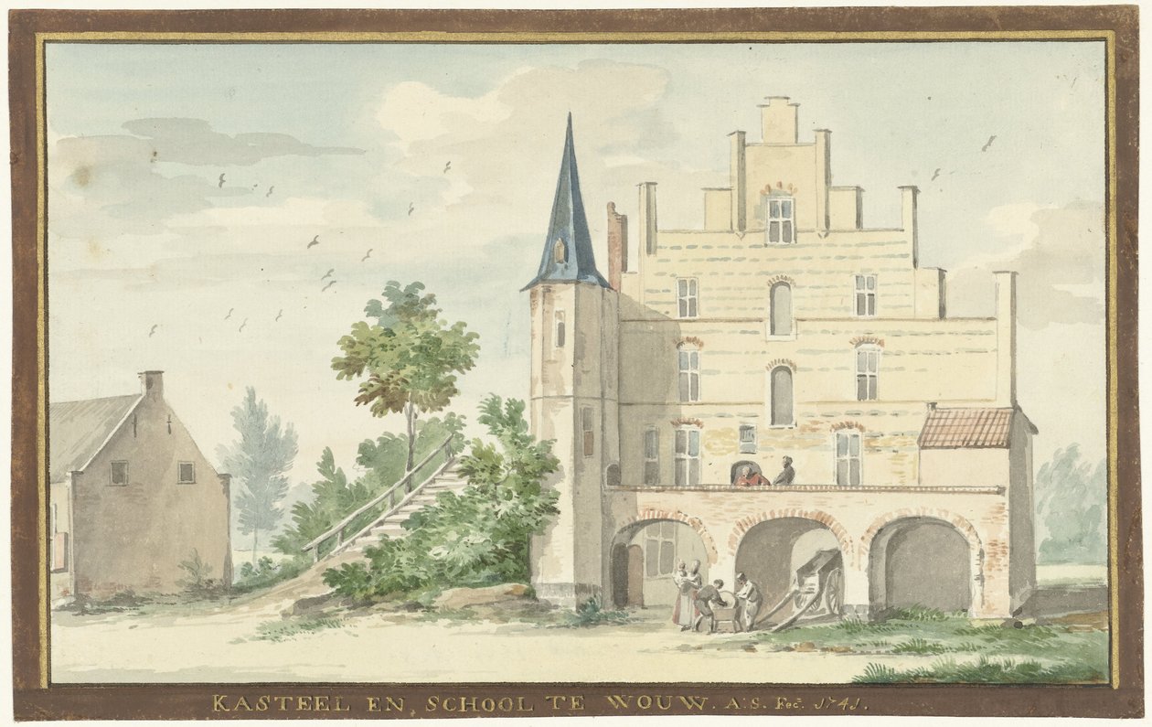 Slottet och skolan i Wouw SLOTT OCH SKOLA I WOW (titel på objekt) av Aert Schouman