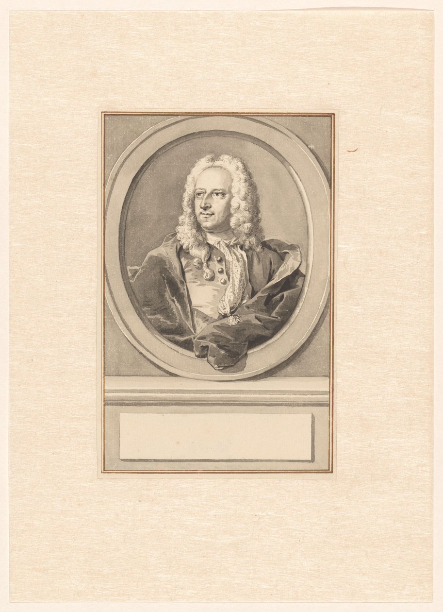 Porträtt av Abraham van Hoey, i oval, till vänster av Aert Schouman