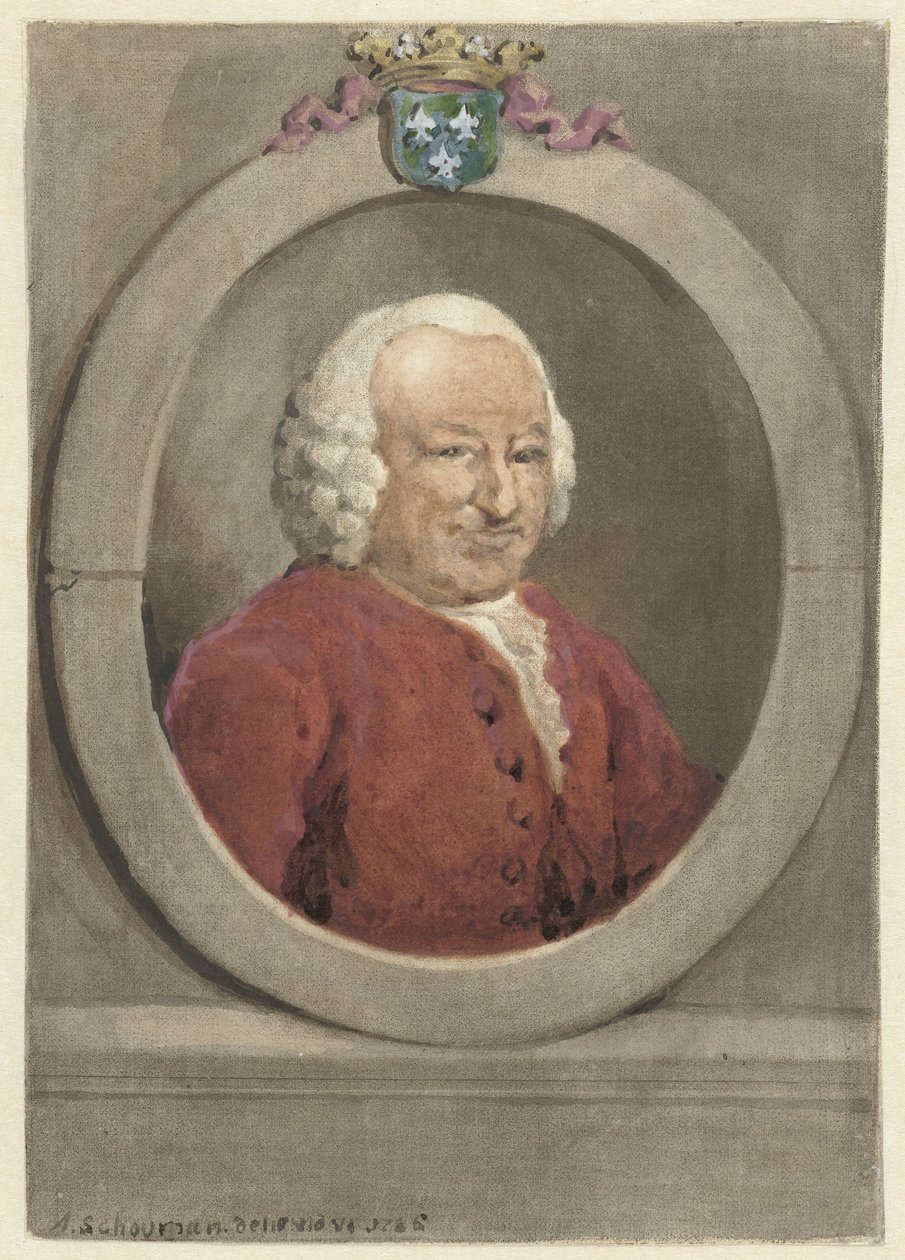 Porträtt av Johan Hudde Dedel, oval, till höger av Aert Schouman