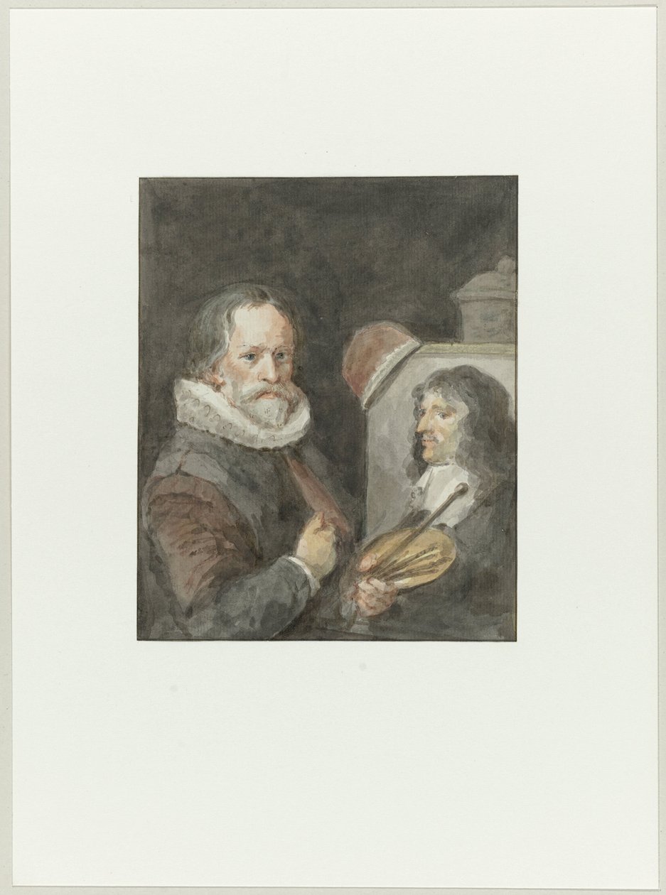 Porträtt av Michiel van Mierevelt, medan han Jacob Willemsz. Delff målar av Aert Schouman