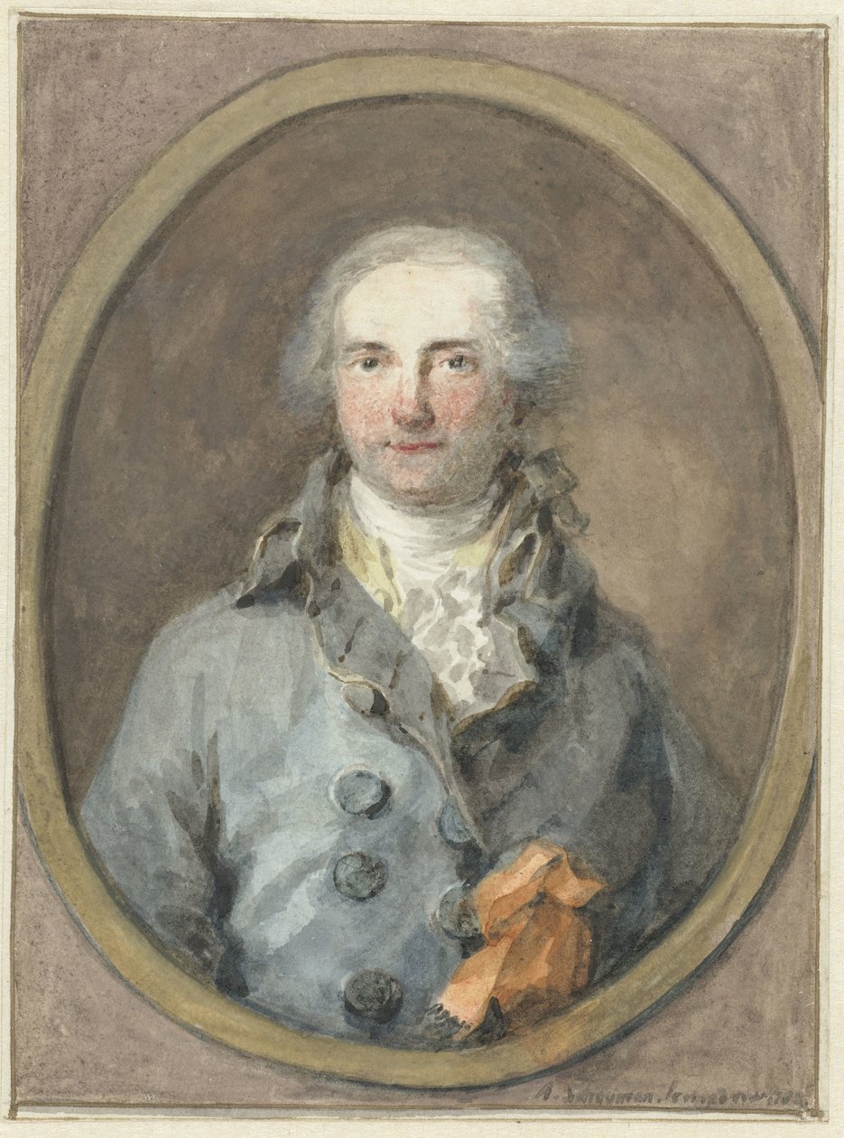 Porträtt av en gentleman i en oval ram av Aert Schouman