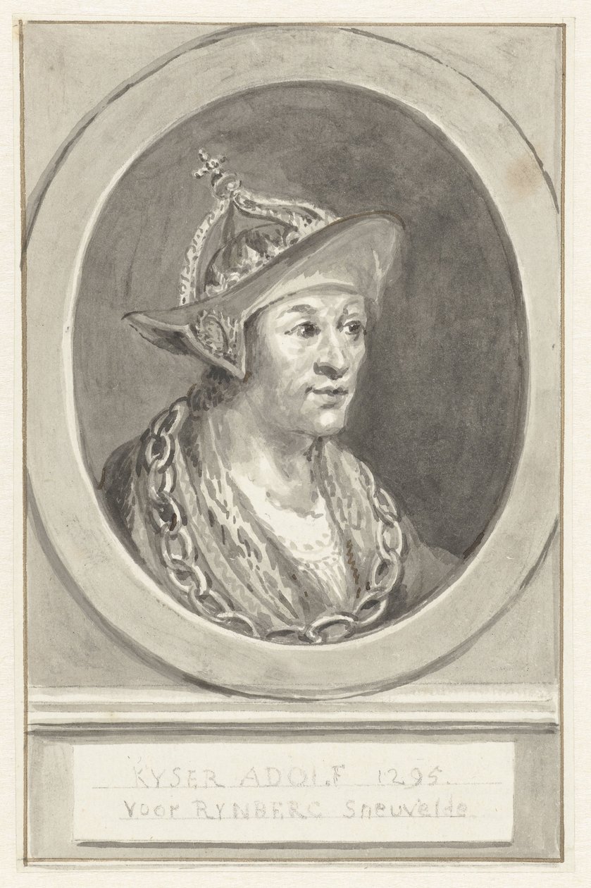 Porträtt av kejsar Adolf VII av Nassau, i oval, vänd åt höger av Aert Schouman