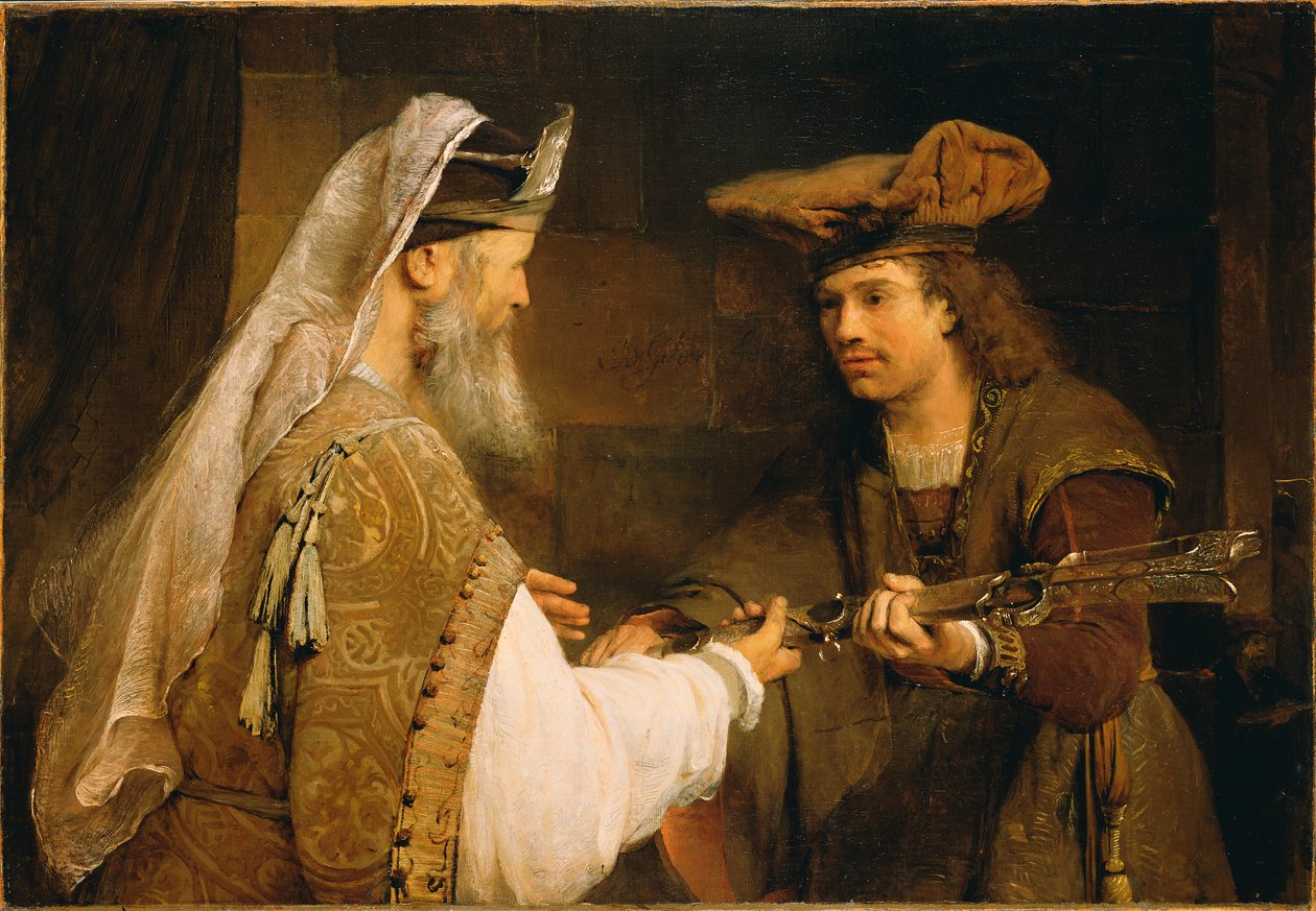 Ahimelek ger Goliats svärd till David, ca 1680 (olja på duk) av Aernt de Gelder