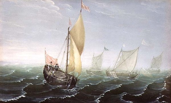 Frakt i vindpinade vatten av Aert van Antum