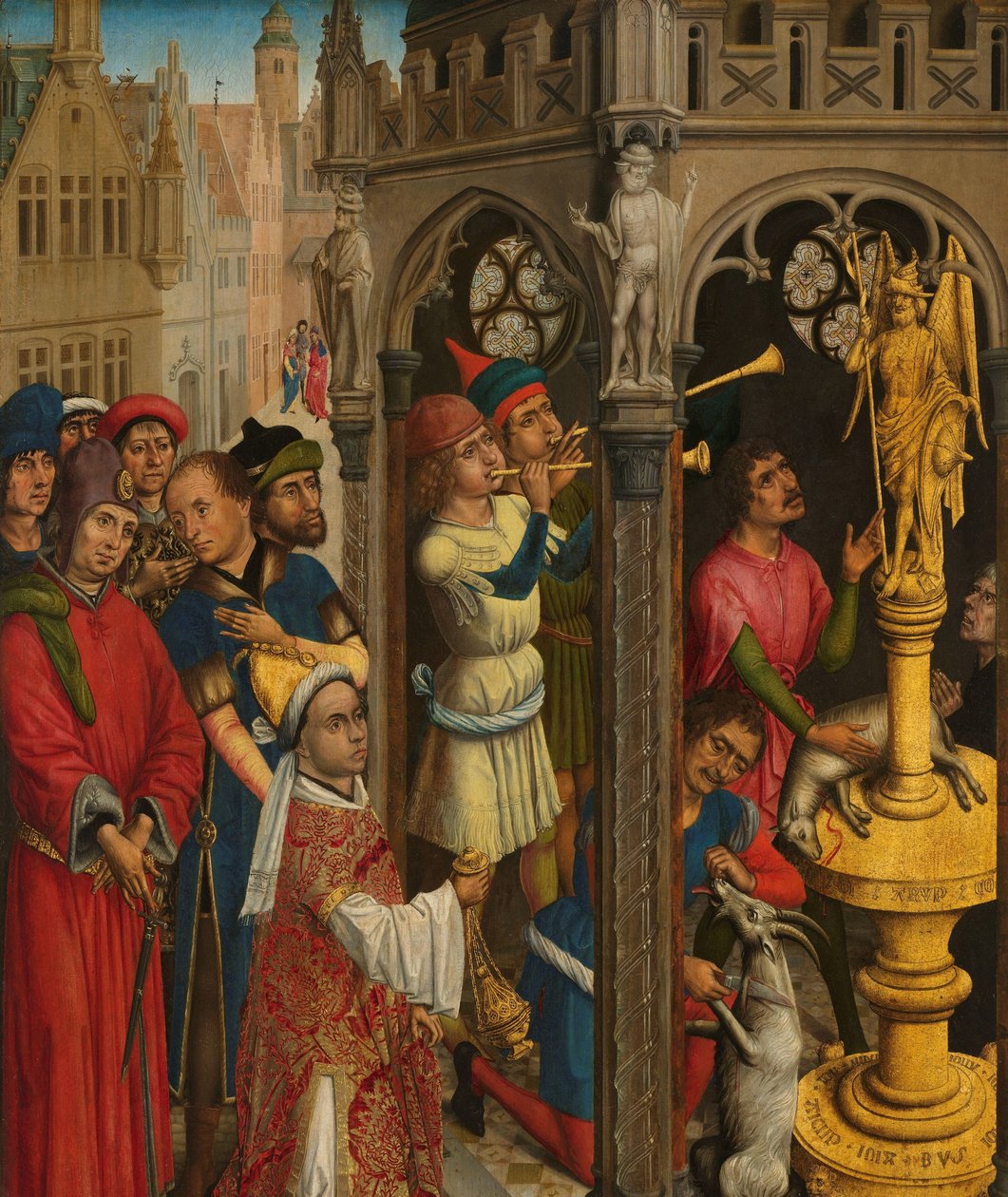Augustinus offrar till en manikéernas idol (?) av Aert van den Bossche (attributed to)