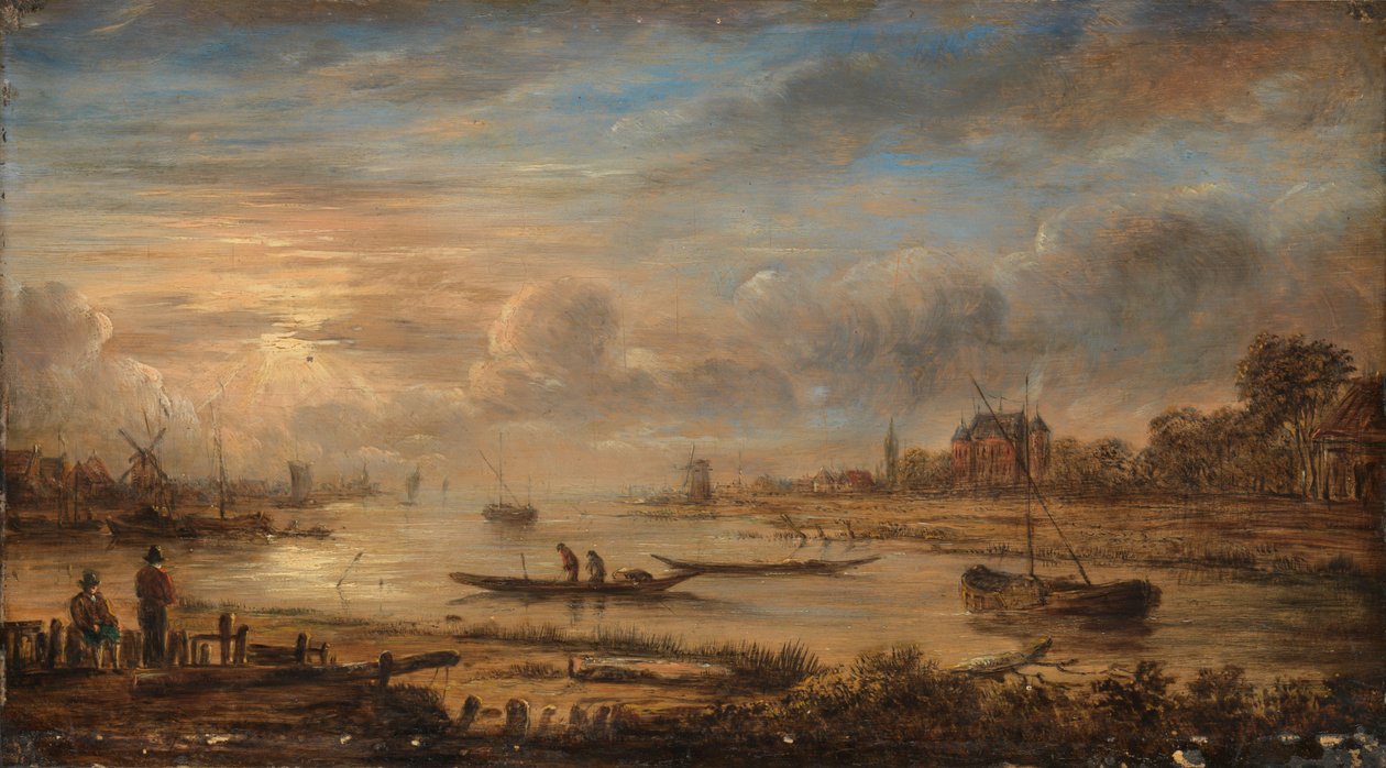 River View vid soluppgången av Aert van der Neer (copy after)