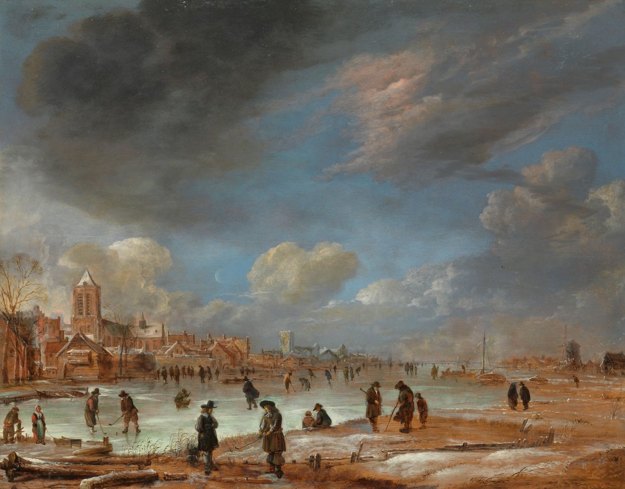 Flodutsikt på vintern, 1655-60 av Aert van der Neer