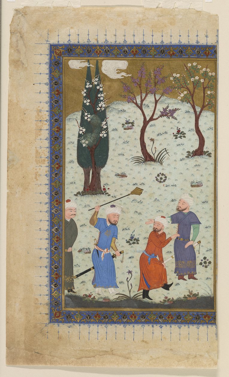 En prins tronade omgiven av skötare, 1425-30 av Afghan School