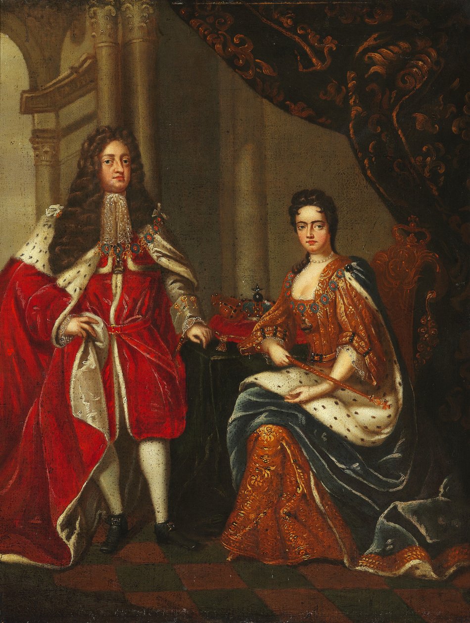 Portrait of Queen Anne of England and George Prince of Denmark av Charles Boit