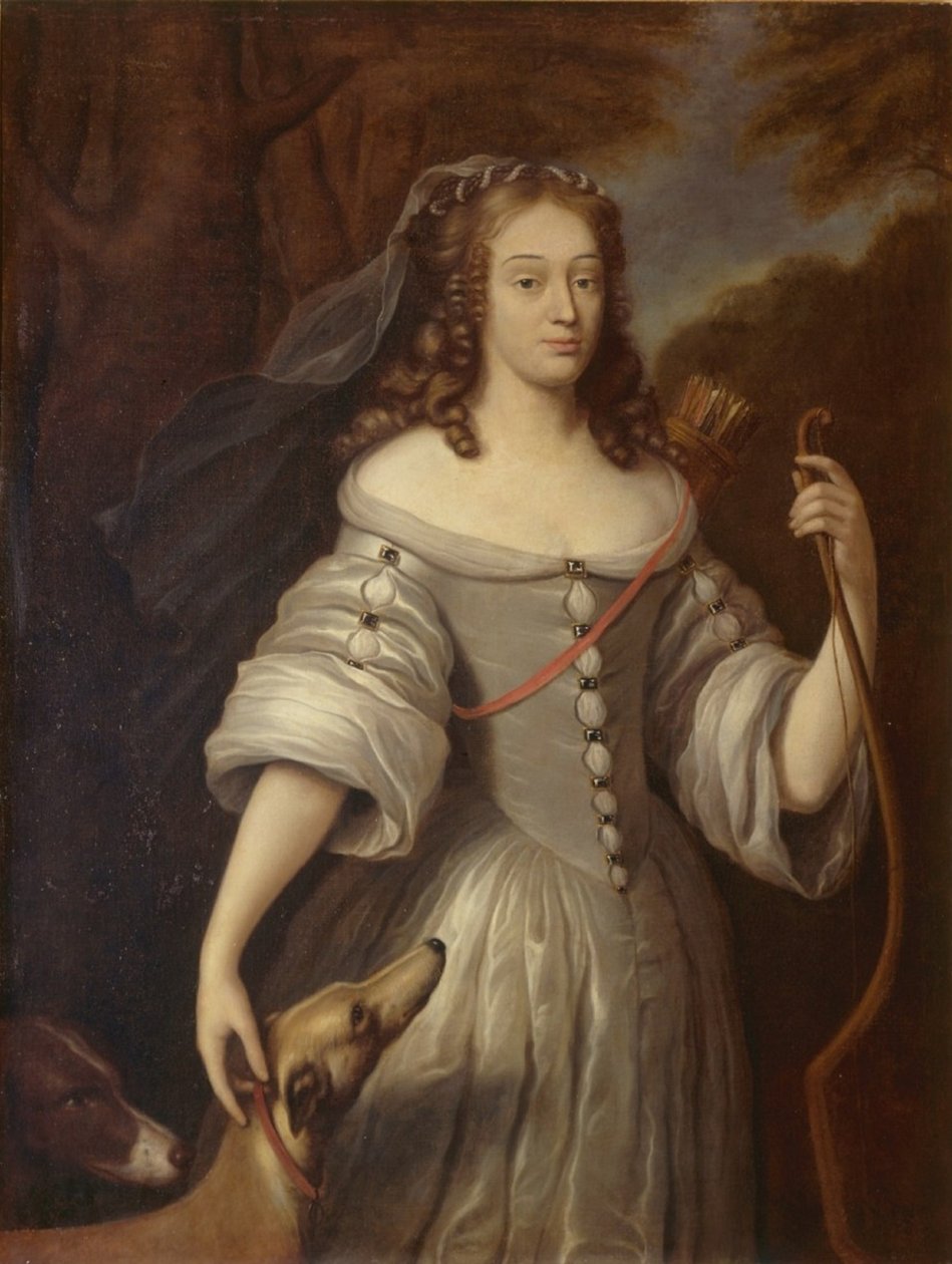 Porträtt av Louise-Françoise de La Baume Le Blanc, hertiginna av La Vallière som Diana av After Claude Lefèbvre
