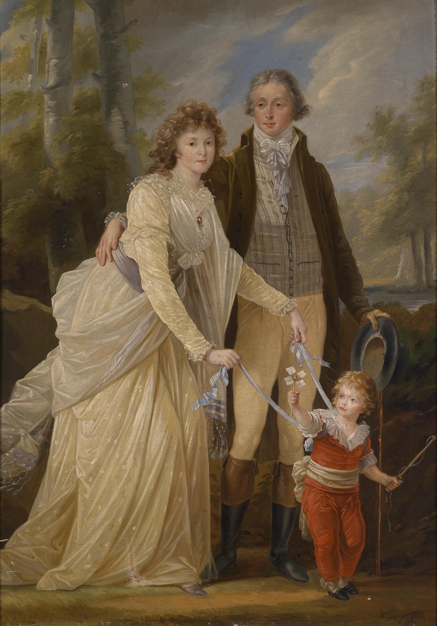 Prinz Karl von und zu Liechtenstein (1765-1795) mit seiner Gemahlin Maria Anna Josepha, Gräfin von Khevenhüller-Metsch (1770- 1849) und ihrem Sohn Karl (1790-1865) av After Heinrich Füger