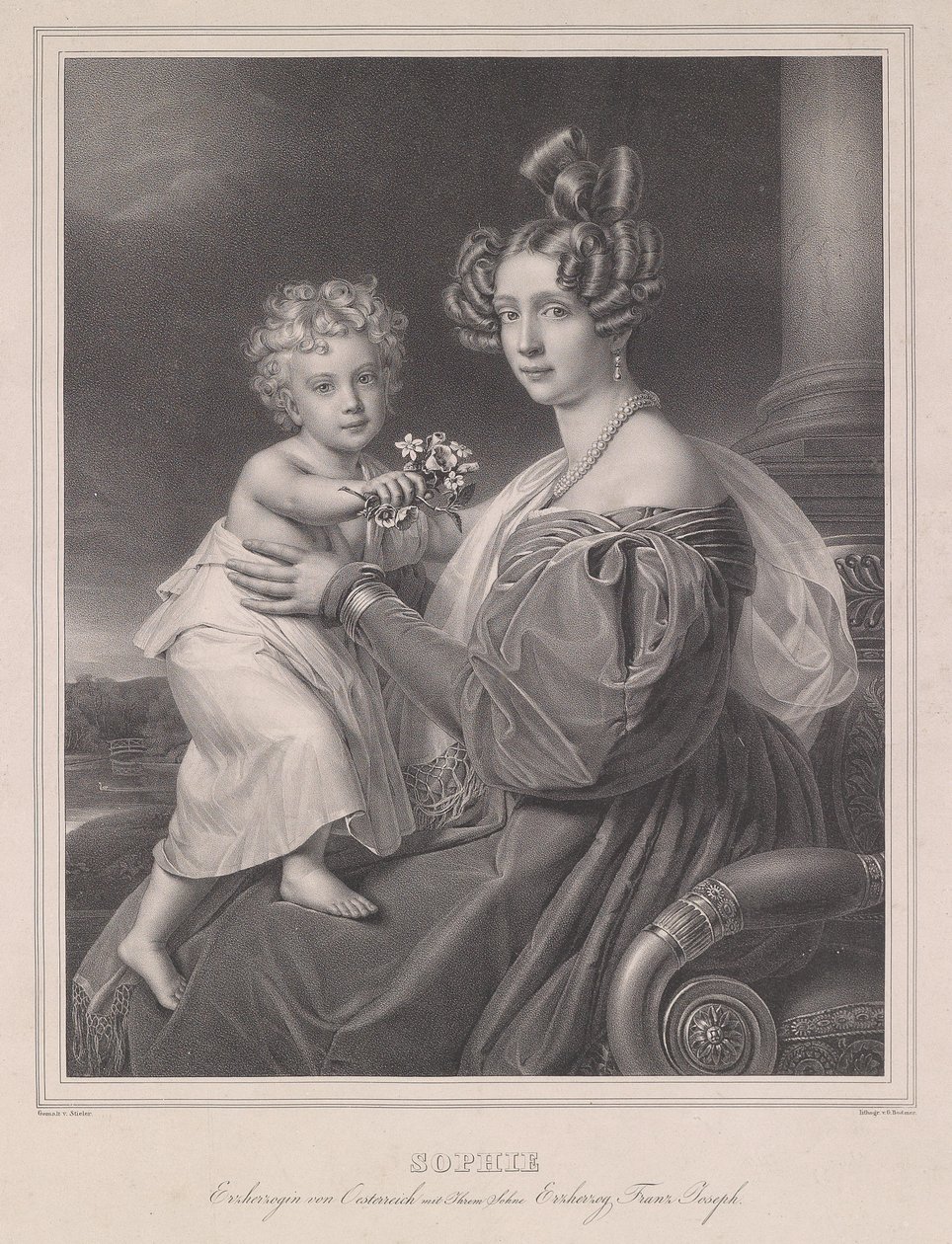 Erzherzogin Sophie mit ihrem Sohn Erzherzog Franz Joseph. av Joseph Carl Stieler
