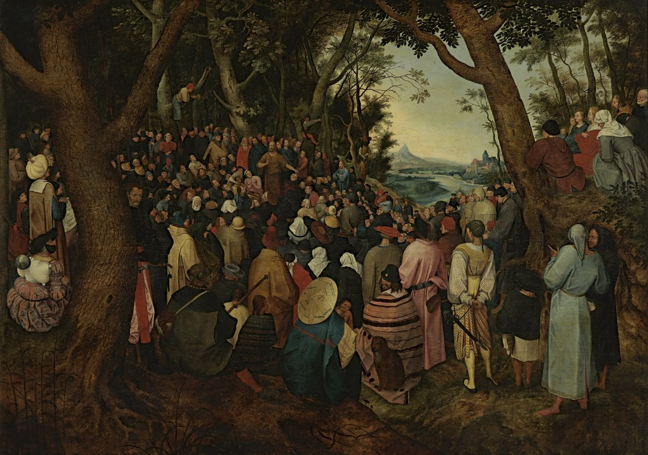 Sankt Johannes predikar för folkmassan (kopia efter Pieter Bruegel den äldre) av After Pieter Brueghel the Elder