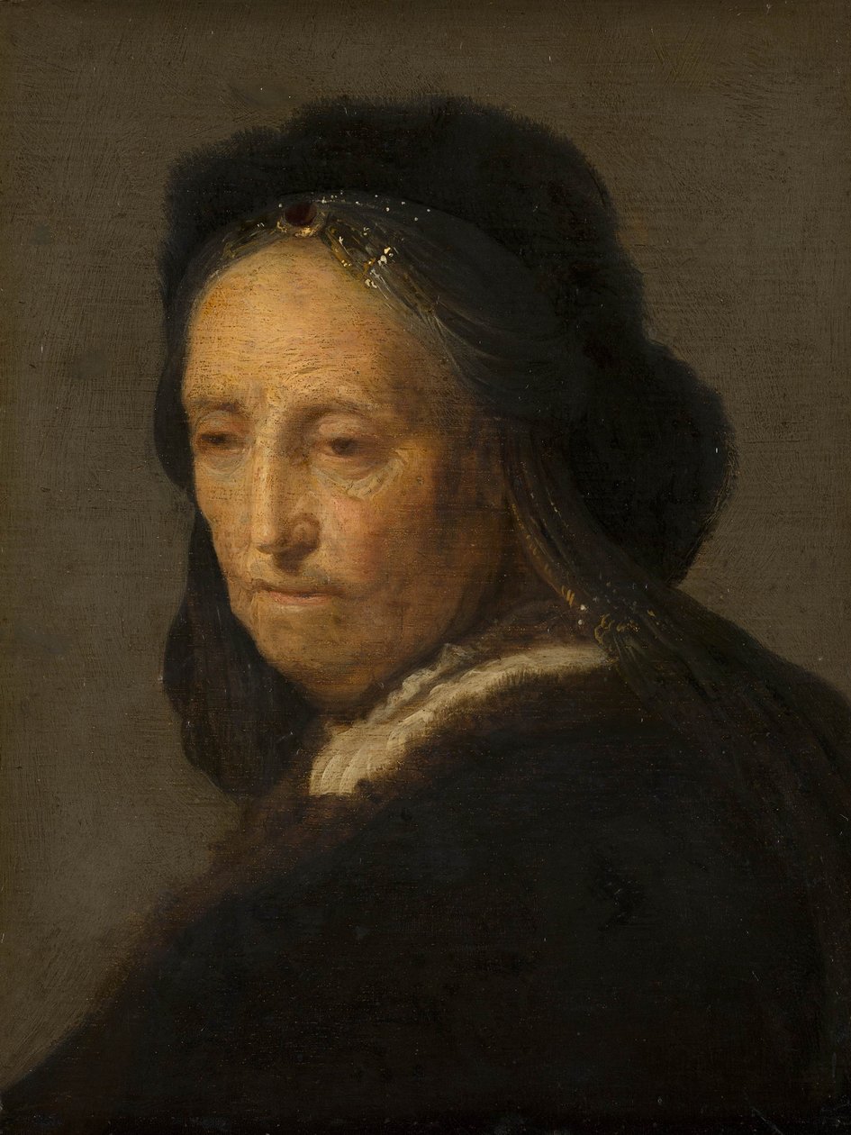 Studie av en gammal kvinna av after Rembrandt van Rijn