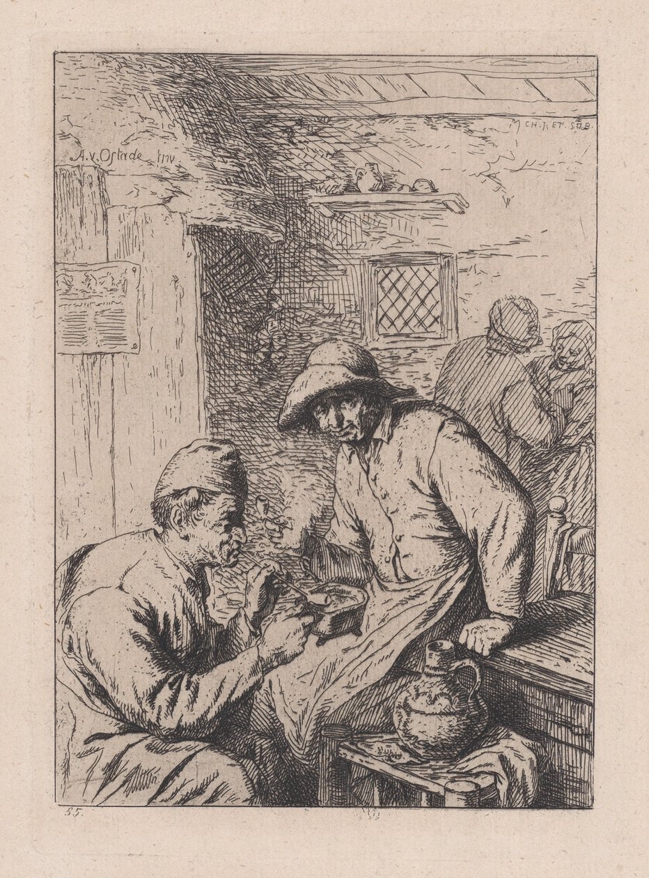 Rökarna, efter Ostade, 1800-talet. av After Adriaen van Ostade.