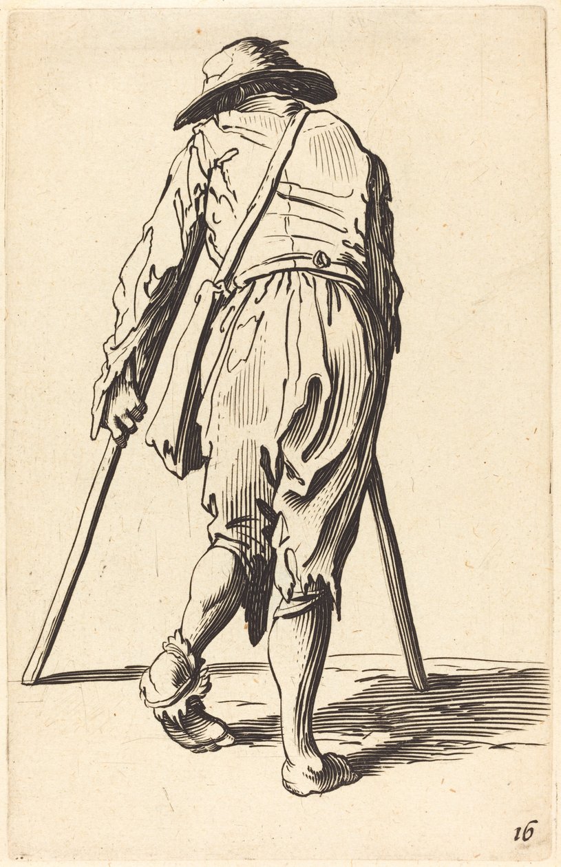 Tiggare med kryckor och hatt, bakifrån av After Jacques Callot