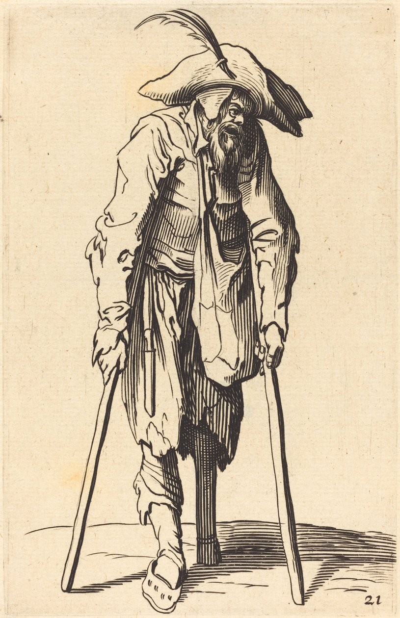 Tiggare med träben av After Jacques Callot