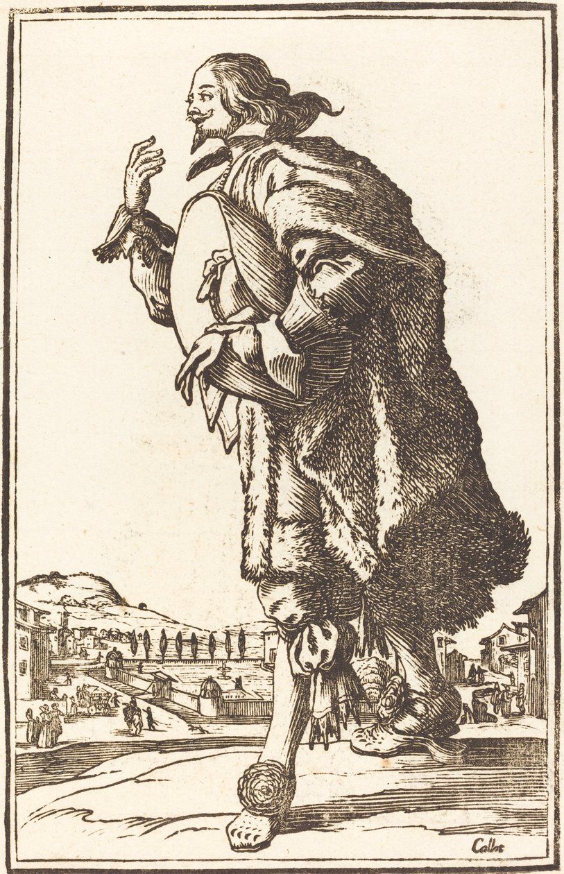 Adel man med filthatt, bugning av After Jacques Callot
