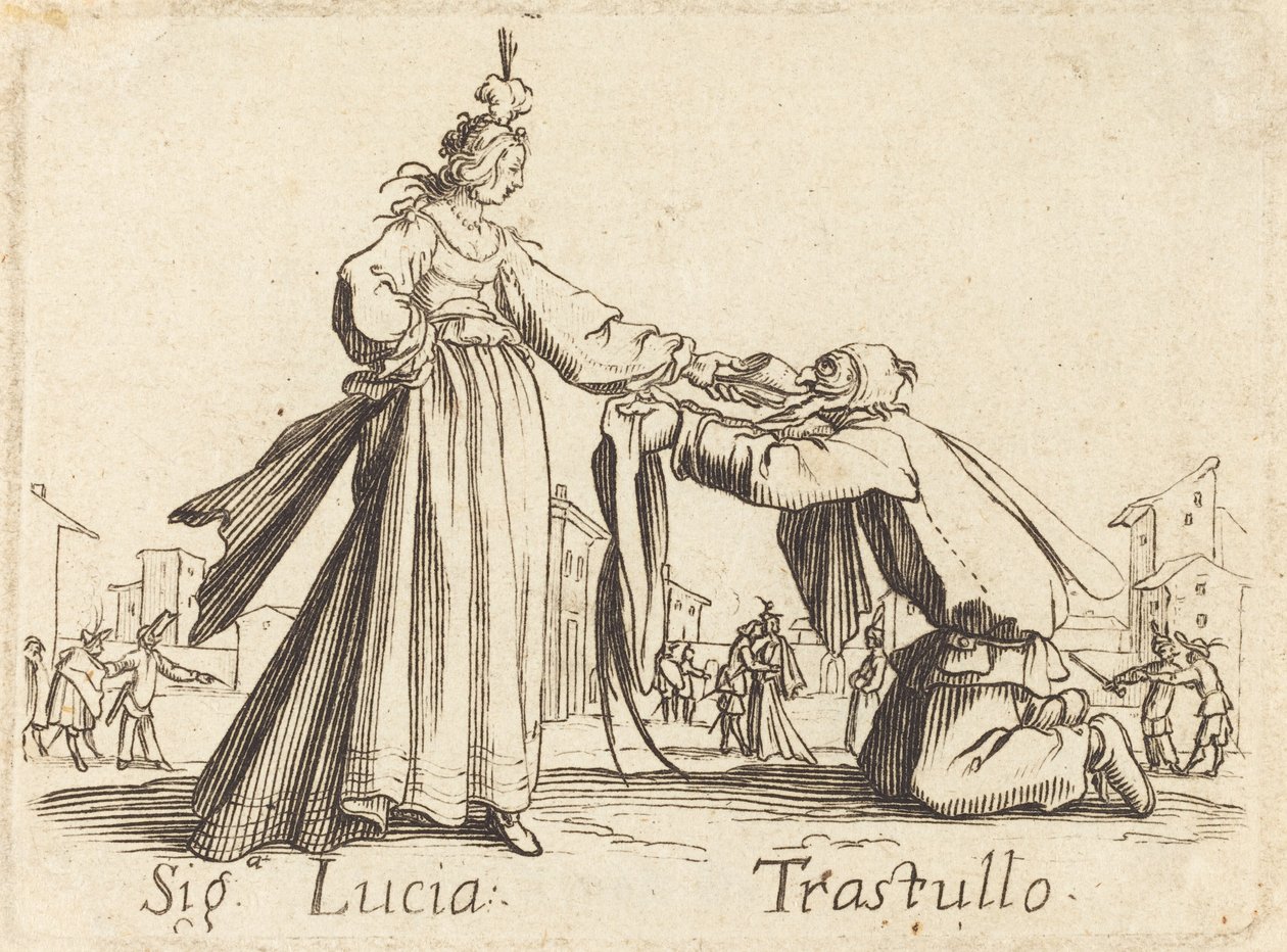 Tecken. Lucia och Trastullus av After Jacques Callot