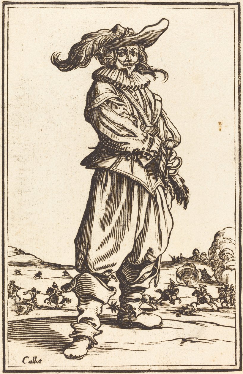 Soldat med fjädermössa av After Jacques Callot