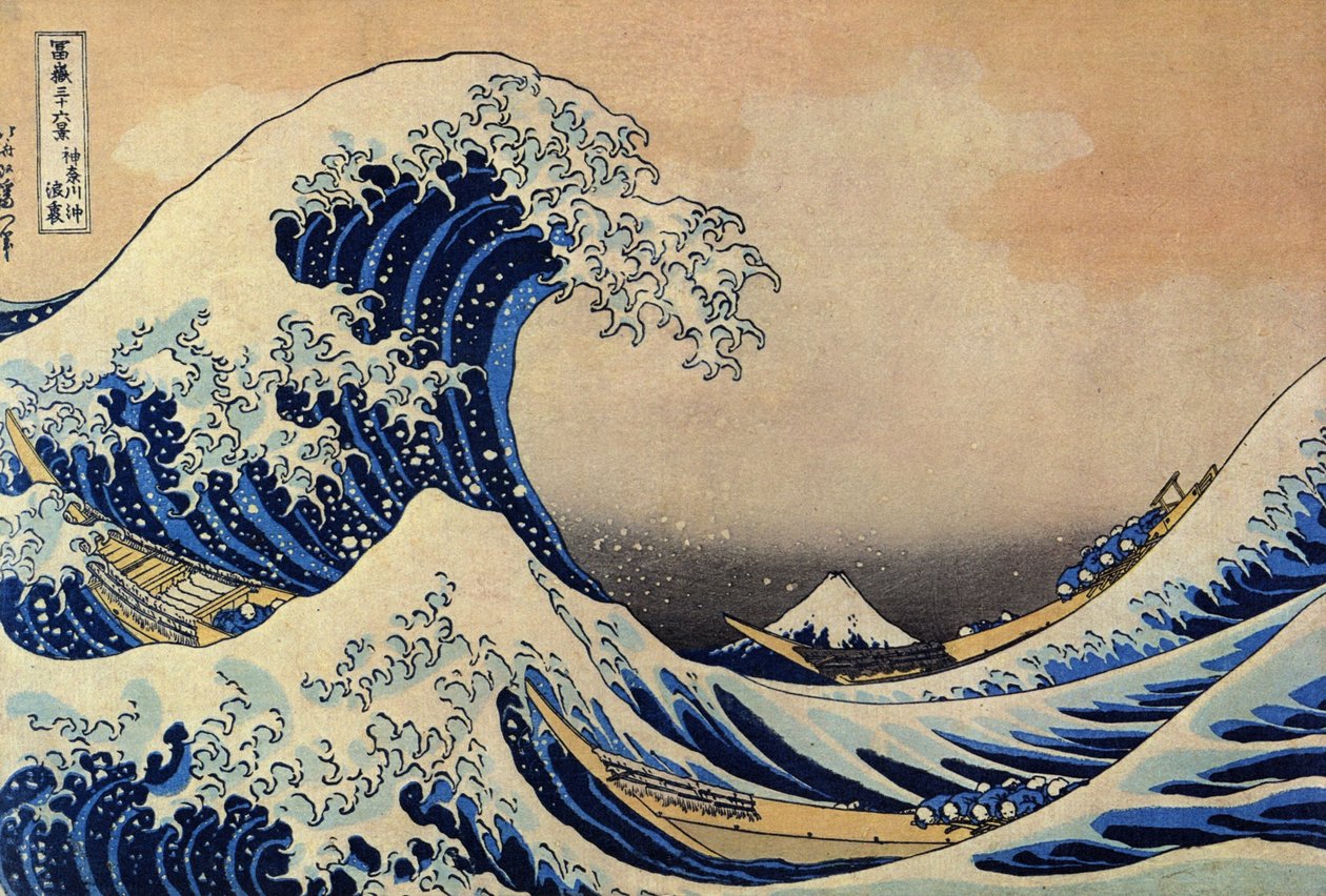 Bakom den stora vågen vid Kanagawa av After Katsushika Hokusai