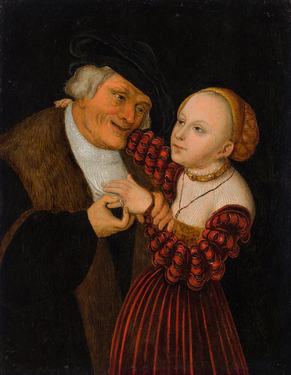 Tyska: Ungleiches Paar An Ill-matched Pair av after Lucas Cranach the Elder