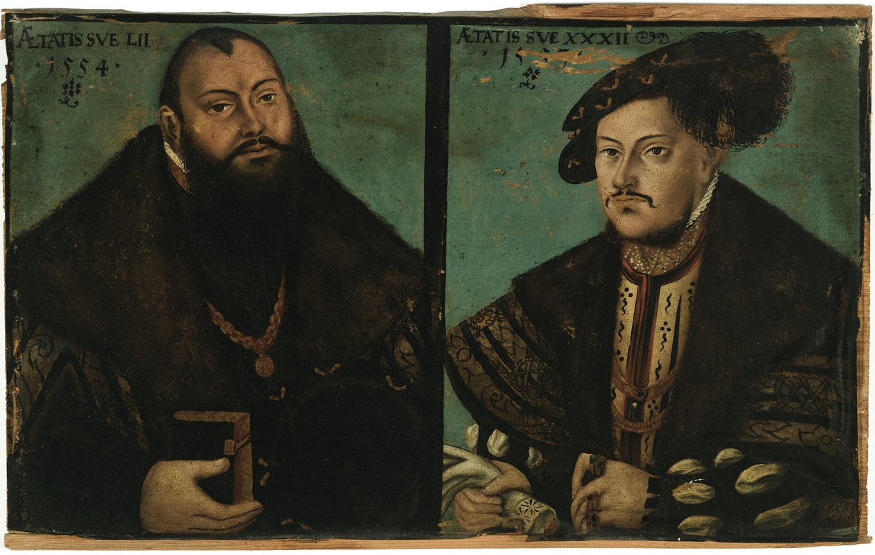 Johann Friedrich I, den storsinta, kurfurste av Sachsen och Johann Ernst av Sachsen av after Lucas Cranach the Elder