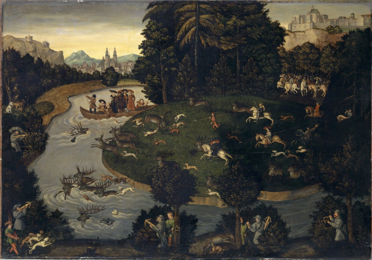 Hjortjakt av after Lucas Cranach the Elder