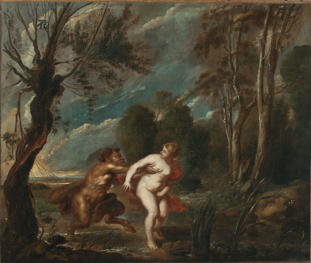 Landskap med en nymf och en satyr av after Peter Paul Rubens