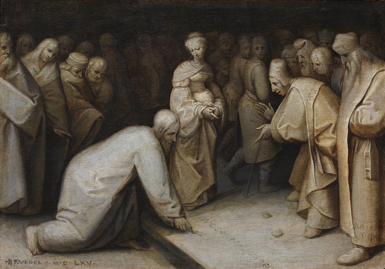 Kristus och kvinnan som tagits för äktenskapsbrott av After Pieter Brueghel the Elder