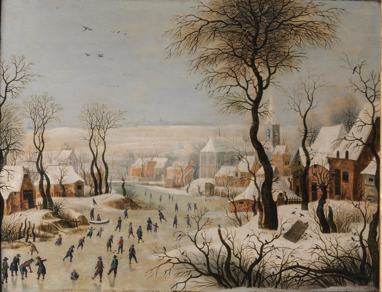 Vinterlandskap med fågelfälla av After Pieter Brueghel the Elder