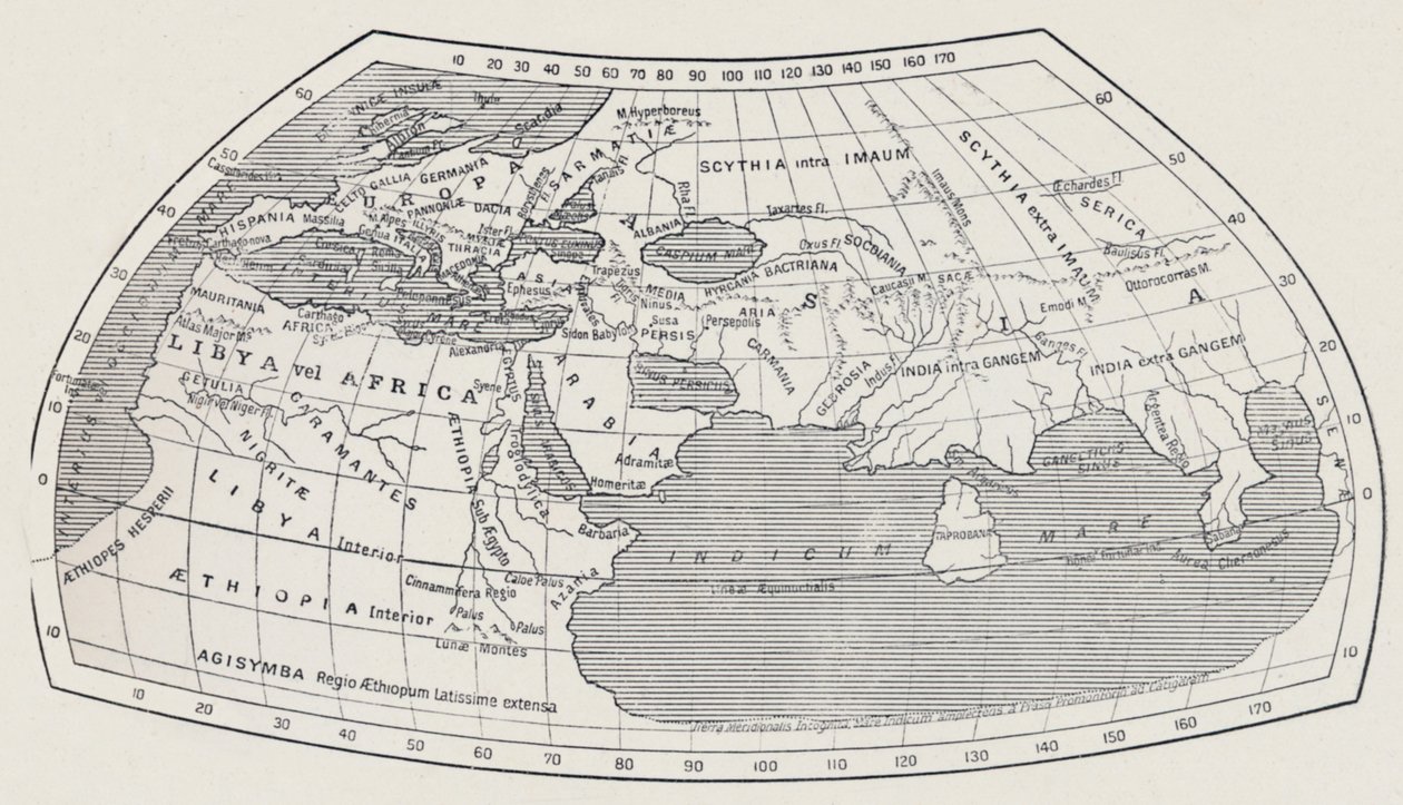 Karta över världen, enligt Ptolemaios, 1923. av Agathodaemon of Alexandria