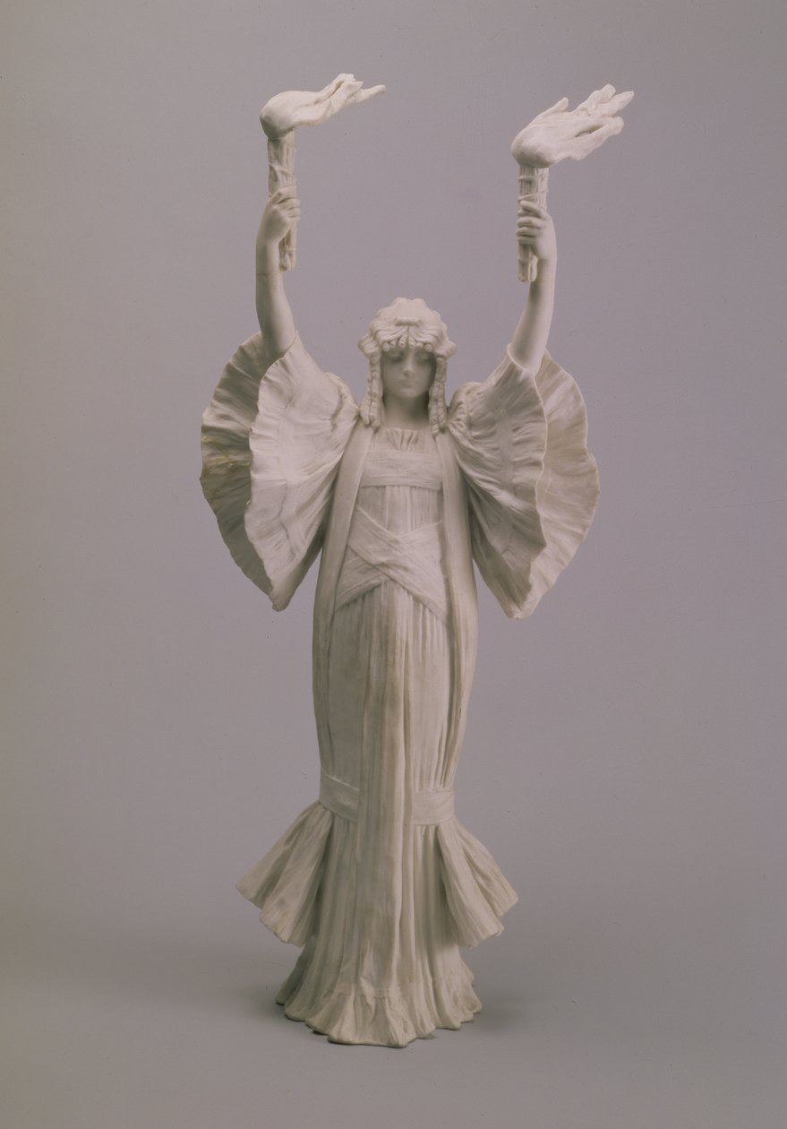 Dansare med facklor från ett bordscentrum, Sevres, 1900 (kex) av Agathon Leonard