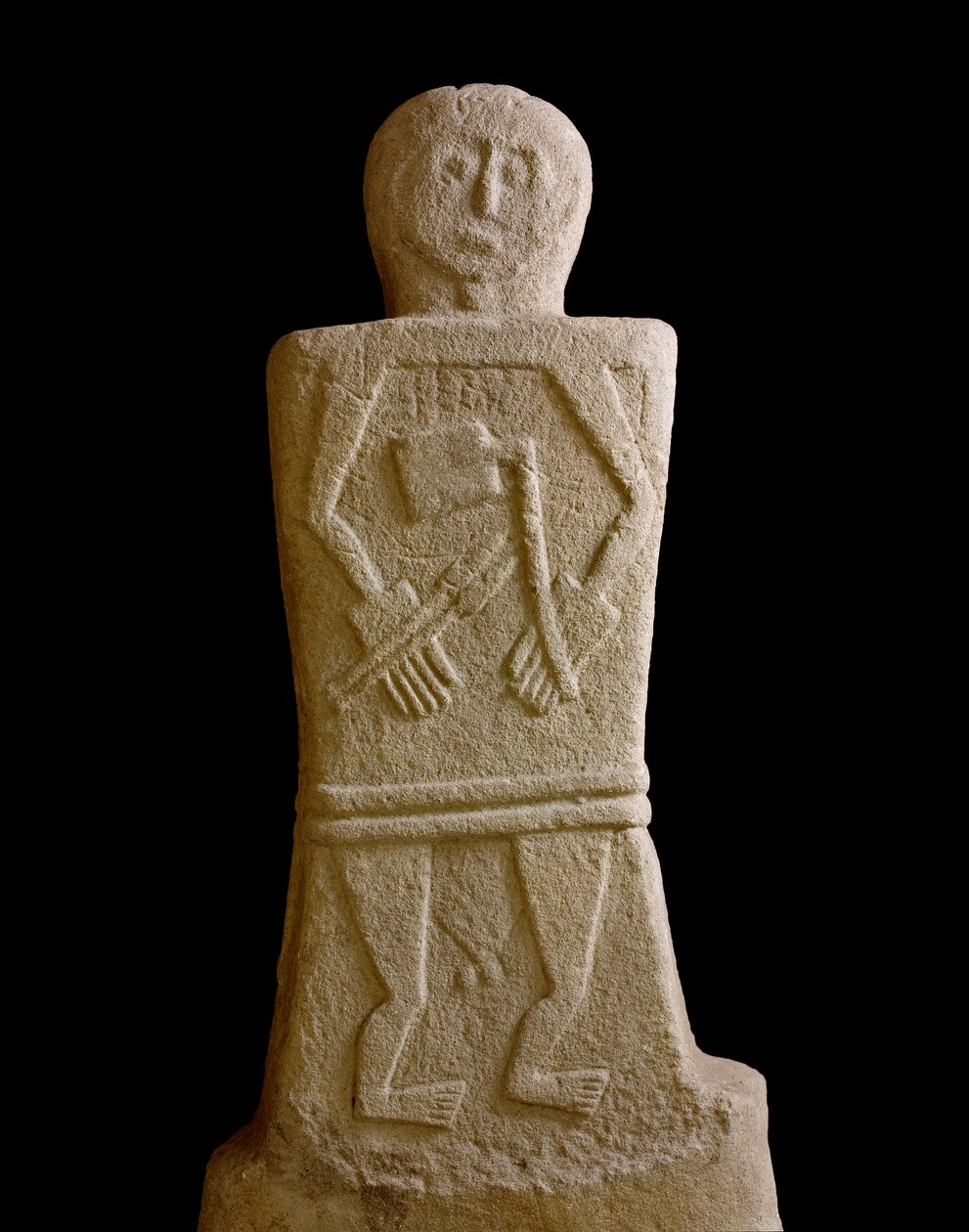 Förhistorisk konst: manlig stele från Selva di Filetto (Filetto II), järnåldern (700-600-talet f.Kr.) Pontremoli, Palace Bocconi av Iron Age