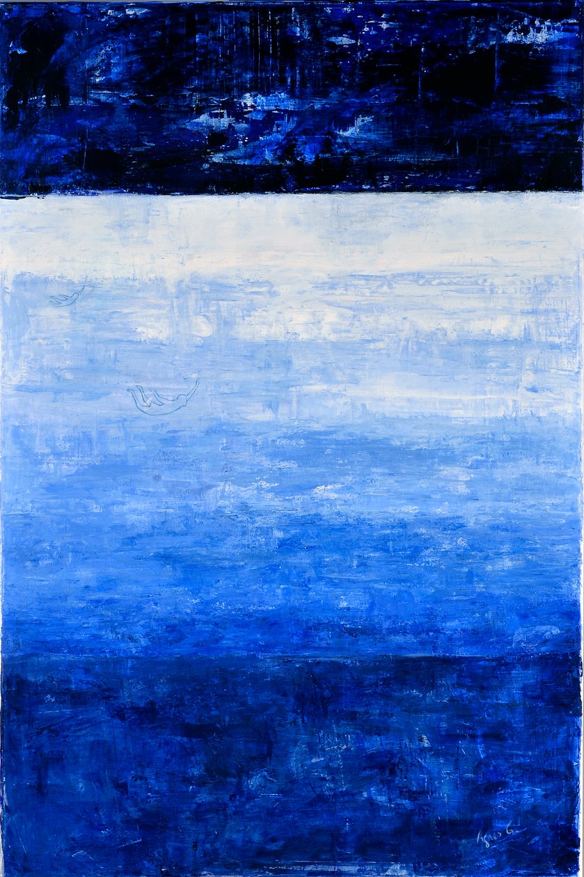 And Jump, 2018 (akryl på duk) av Agnes Girardon
