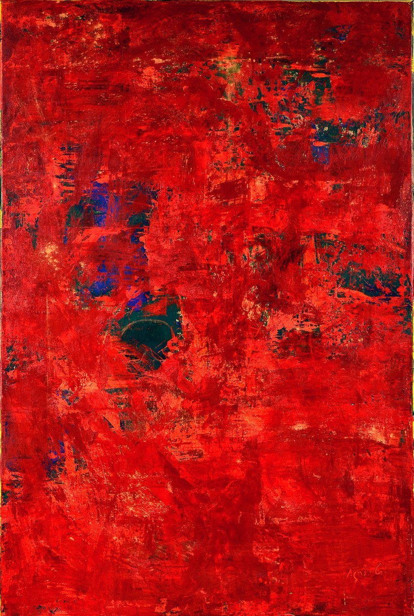 E.T In Red, 2019 (olja på duk) av Agnes Girardon