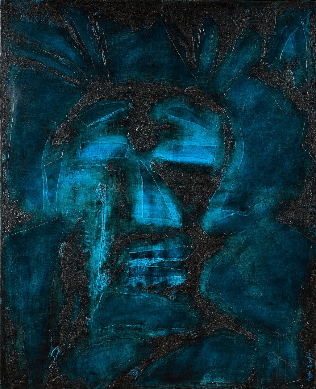 Henri, 2014 (blandad teknik, olja på duk) av Agnes Girardon