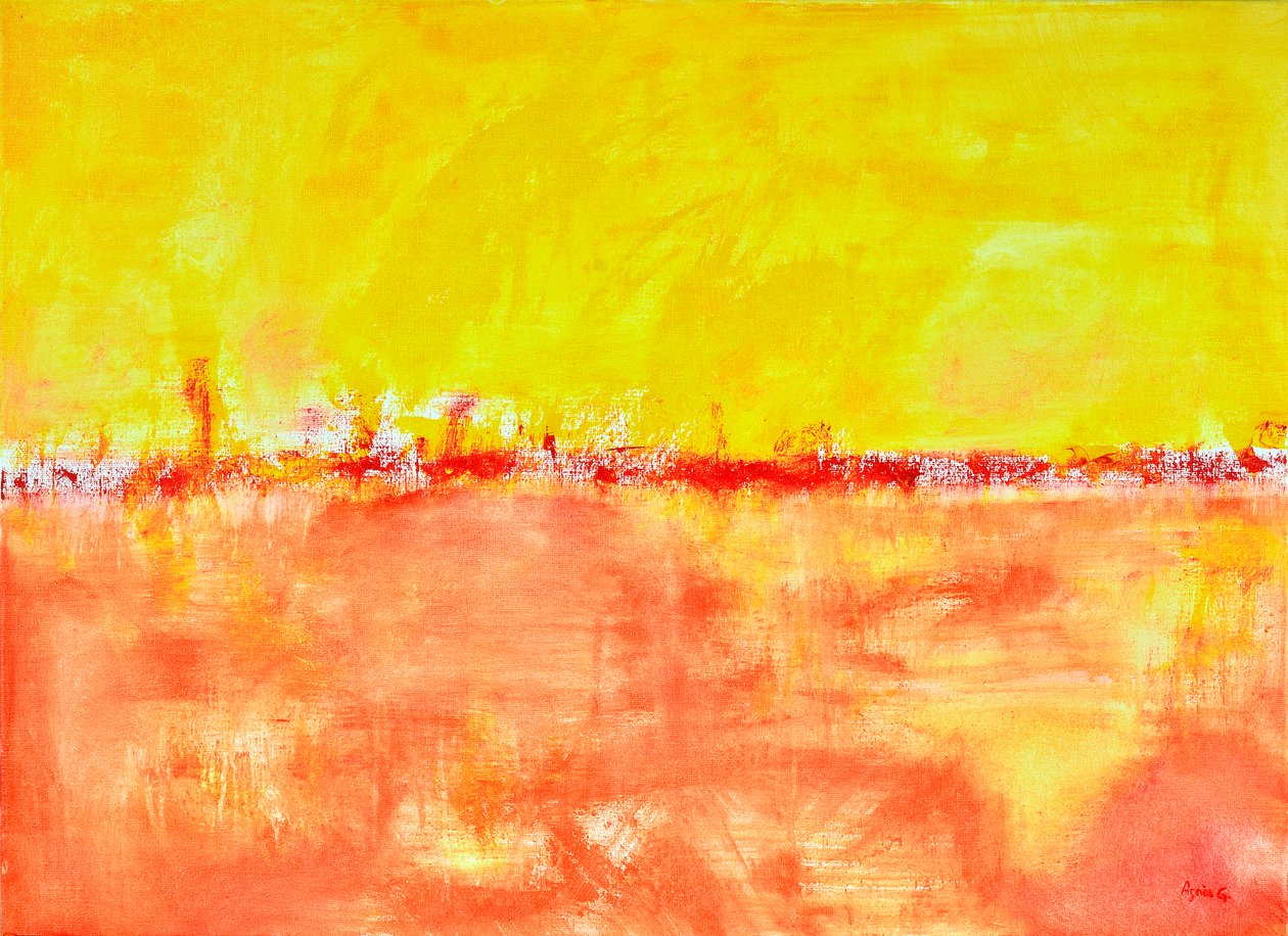 Horizon, 2017 (teknik blandad på duk, akryl) av Agnes Girardon