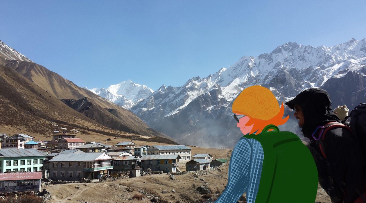 Langtang, 2023 (digital konst på fotografi) av Agnes Girardon