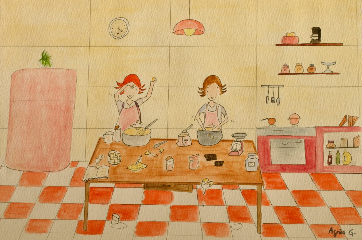 The Voyage, Kitchen, 2015 , akvarell på papper av Agnes Girardon