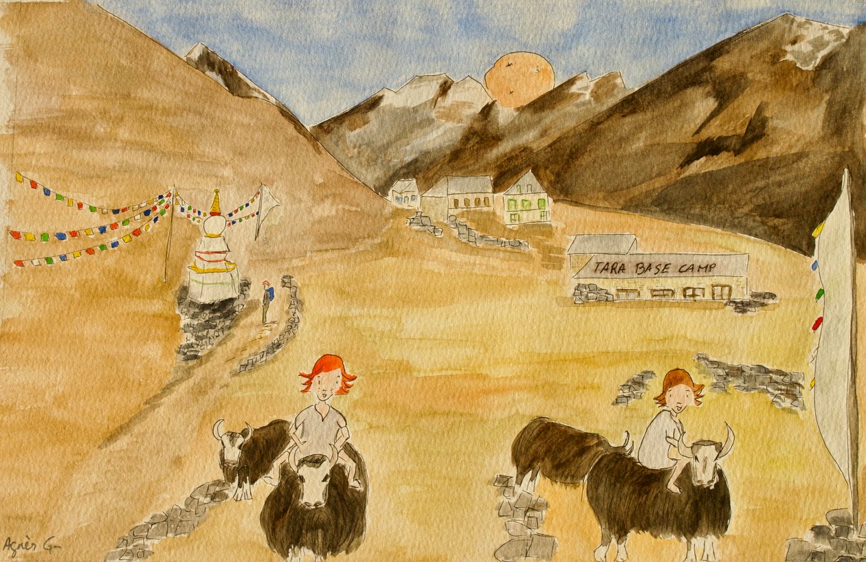 The Voyage, Langtang, 2015 , akvarell på papper av Agnes Girardon