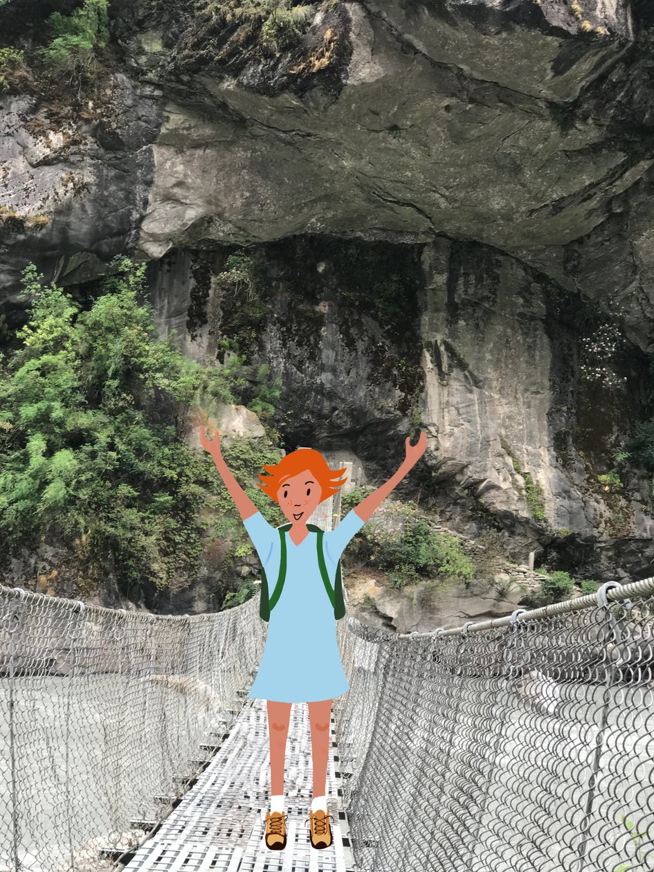 Walking on a Bridge , 2023 (digital konst på fotografi) av Agnes Girardon