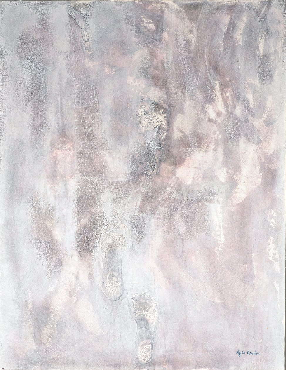 Where Do We Go, 2014 (blandad teknik, sand och akryl) av Agnes Girardon