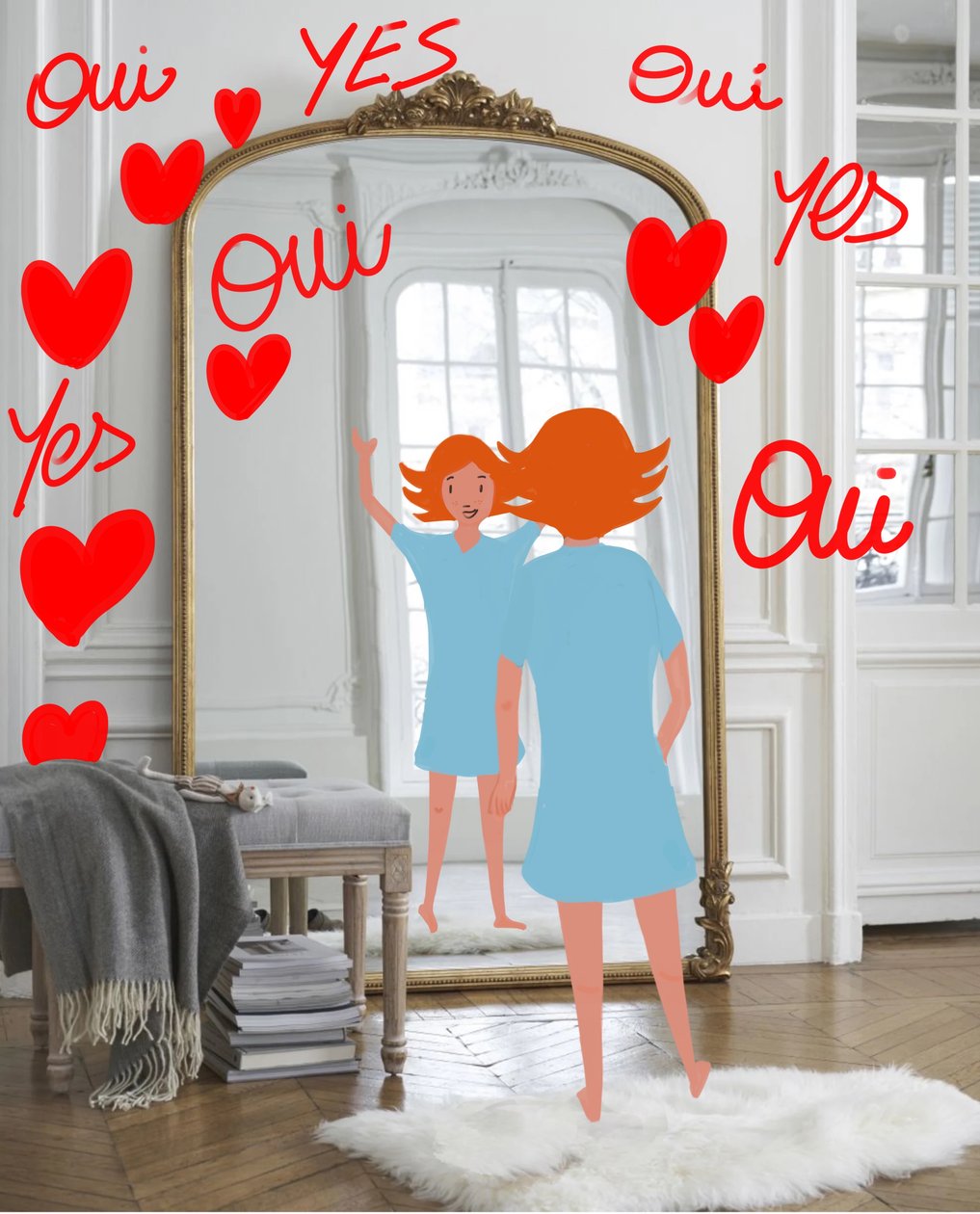 YES OUI, 2023 (digital konst på fotografi) av Agnes Girardon